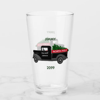 North Pole Delivery Truck - Merry Christmas Glass