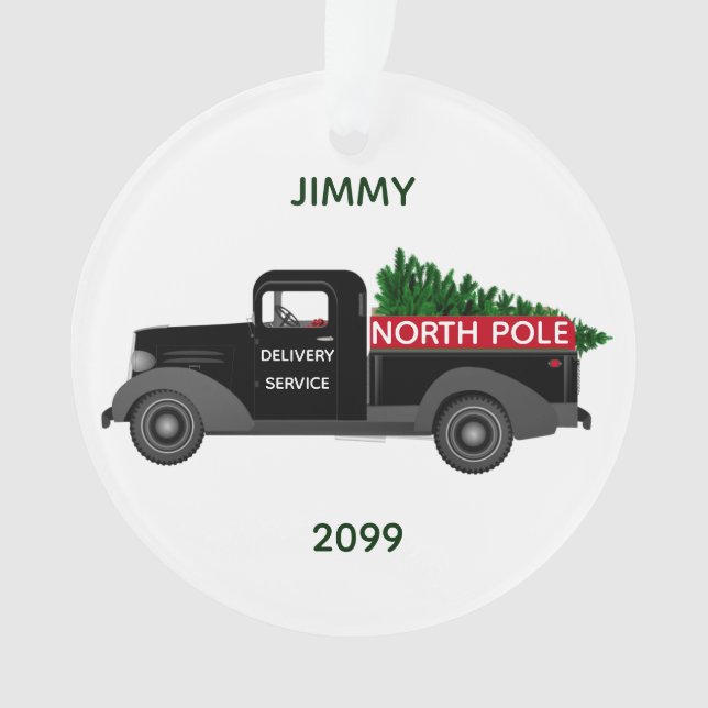 North Pole Delivery Truck - Merry Christmas Ornament (Front)
