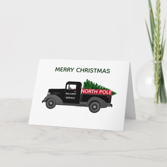 North Pole Delivery Vintage Truck Christmas  Card (Front)