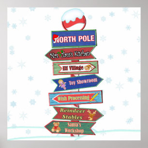 North Pole Directional Sign