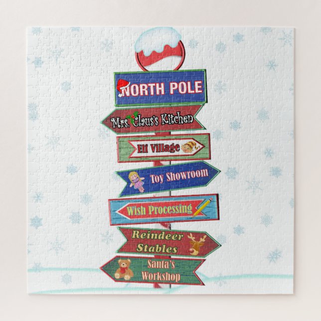 North Pole Directional Sign Jigsaw Puzzle (Vertical)