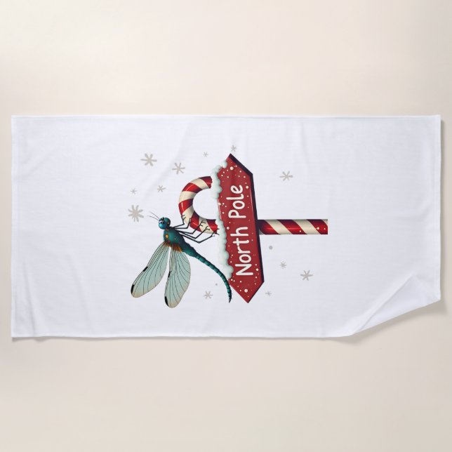 North Pole Dragonfly Beach Towel (Front)