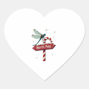 North Pole Dragonfly Heart Sticker