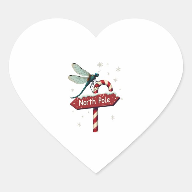 North Pole Dragonfly Heart Sticker (Front)