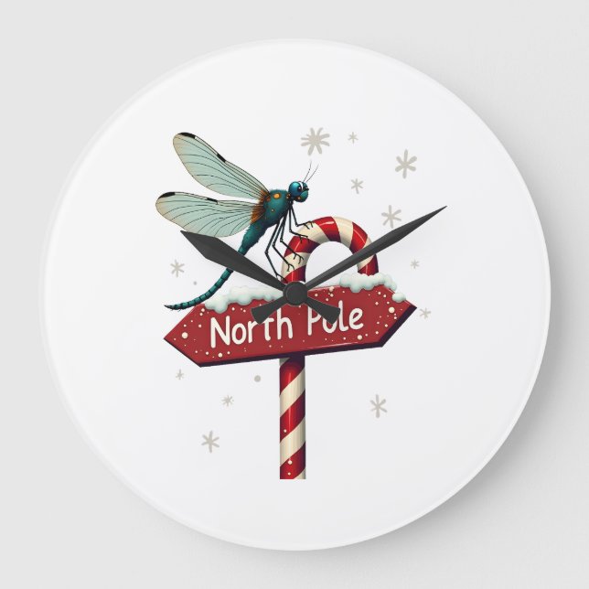 North Pole Dragonfly Large Clock (Front)
