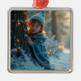 North pole Elf in the winter Metal Tree Decoration