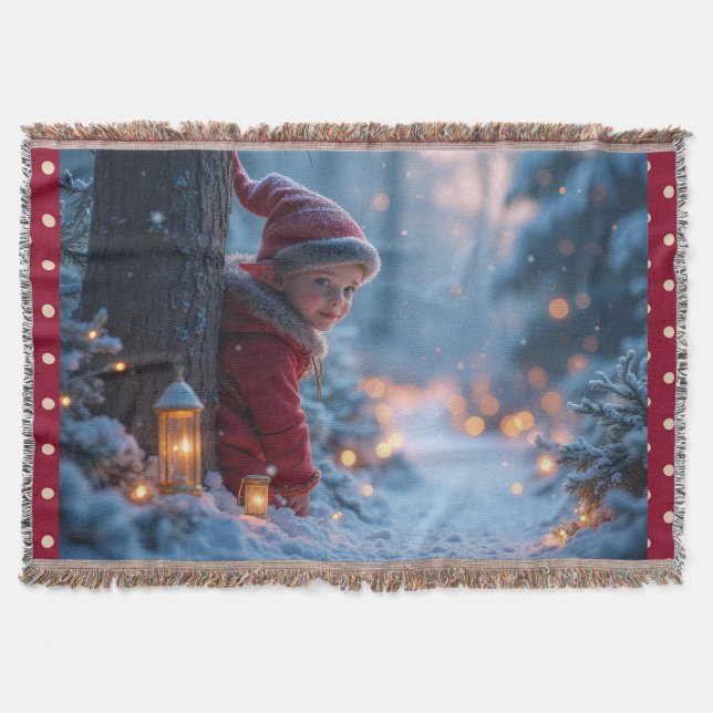 North pole Elf in the winter Throw Blanket (Front)