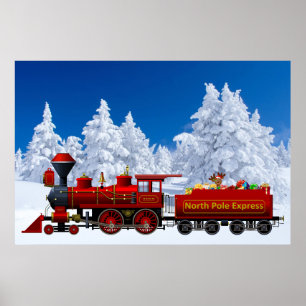 north pole express christmas train poster