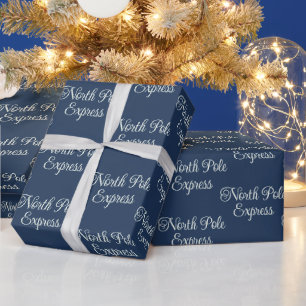 North Pole Express   Deep Midnight-Blue Christmas  Wrapping Paper