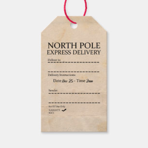 North Pole Express Delivery Naughty List Christmas Gift Tags