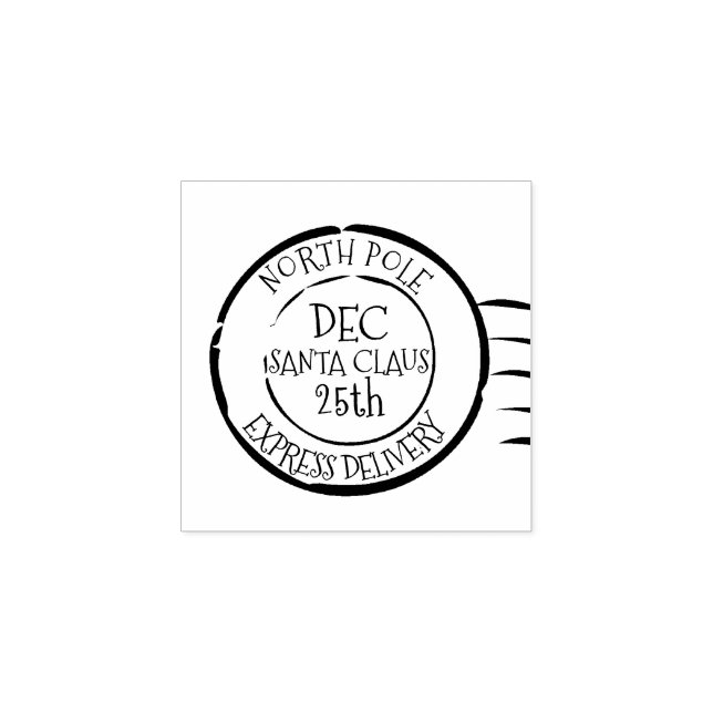 North Pole Express Delivery Santa Claus Rubber Stamp (Imprint)
