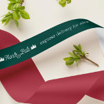 North Pole Express Delivery w/ Name | Christmas Satin Ribbon<br><div class="desc">Make your little's Christmas presents extra special this year! Personalise this hunter green and white satin ribbon with their name and use it to finish all their special deliveries from Santa. Design features "North Pole Express Delivery for [name]" in retro style white lettering.</div>