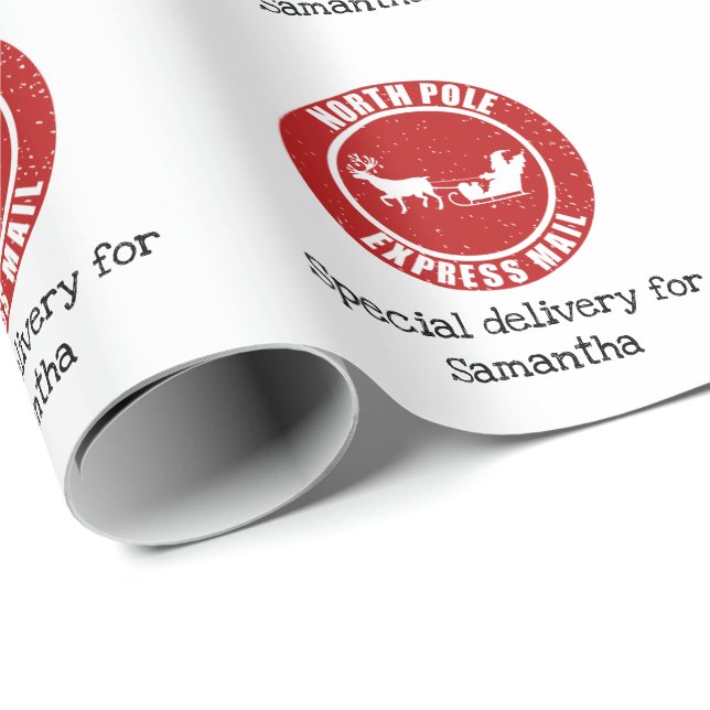 North Pole Express Mail Gifts from Santa Christmas Wrapping Paper (Roll Corner)