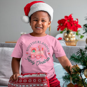 North Pole Express Pink Train Family Christmas T-Shirt