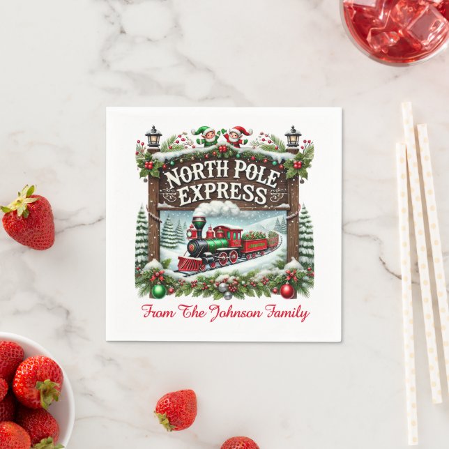North Pole Express Santas Village Napkin (Insitu)