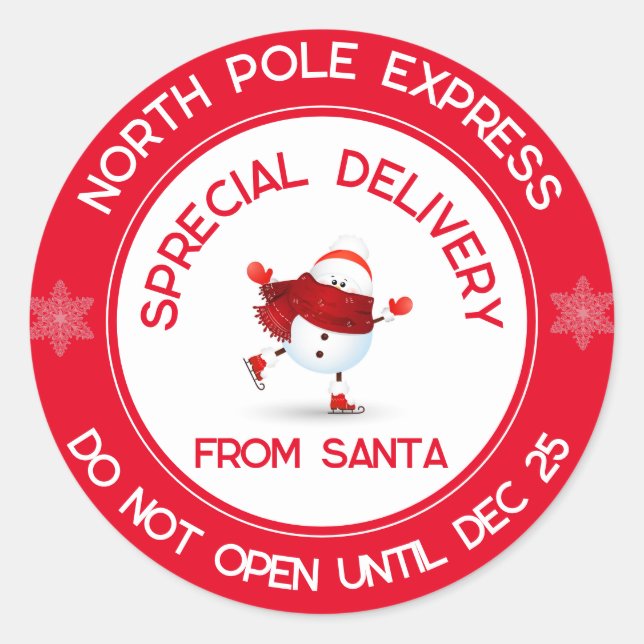 North Pole Express Special Delivery Classic Round Sticker (Front)