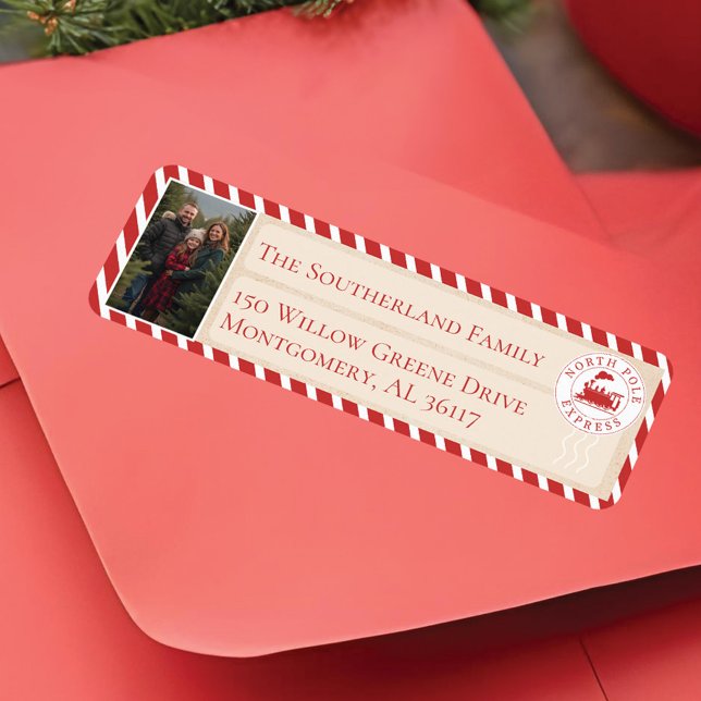 North Pole Express Train Ticket Christmas Photo (North Pole Express Train Ticket Christmas Photo Label)