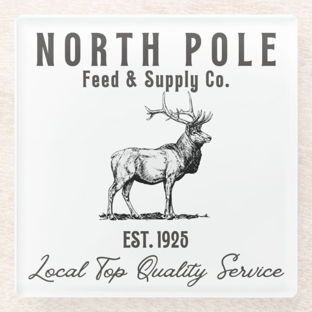 North Pole Feed & Supply Co. Glass Coaster (Front)