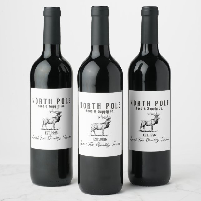 North Pole Feed & Supply Co. Set of 6 Wine Labels  (Bottles)