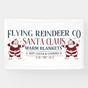 North Pole Flying reindeer Company Christmas Banner