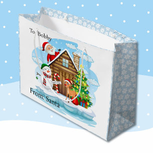 North Pole From Santa Add Child's Name Large Gift Bag