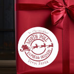 North Pole From Santa postage Stamp Express  Classic Round Sticker<br><div class="desc">This design may be personalised in the area provided by changing the photo and/or text. Or it can be customised by clicking Personalise this Template and then choosing the click to customise further option and delete or change the colour of the background, add text, change the text colour or style,...</div>