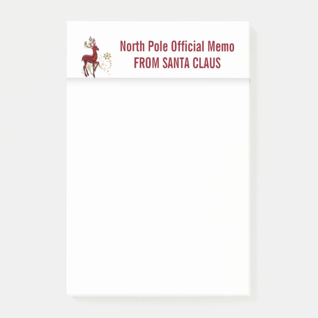 North pole gift request kids reindeer post-it notes (Front)