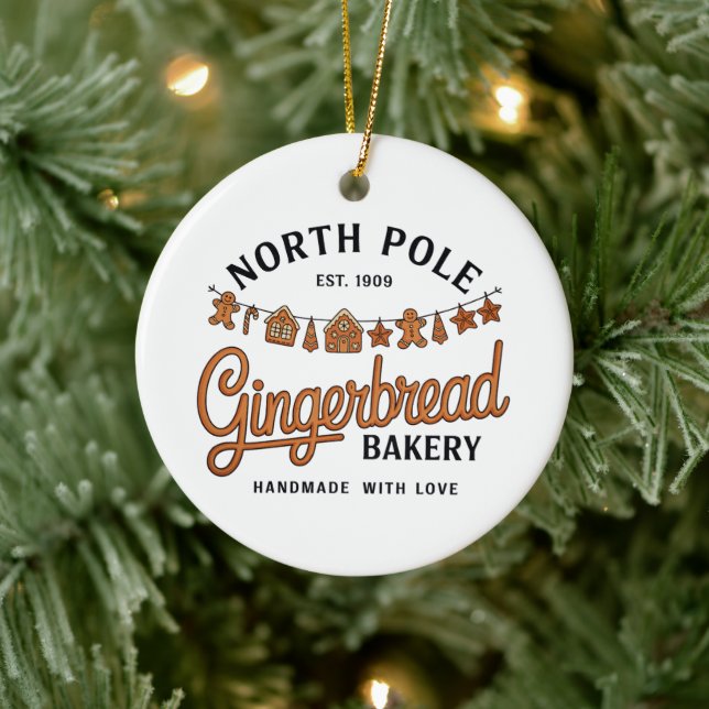 North Pole Gingerbread Bakery Christmas Xmas Bake Ceramic Tree Decoration (Tree)