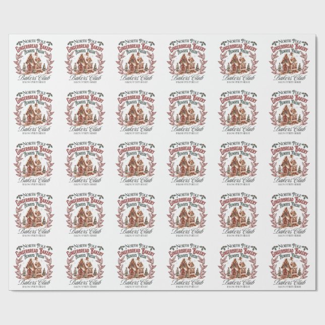 North Pole Gingerbread Barely Always fresh bakers  Wrapping Paper (Flat)