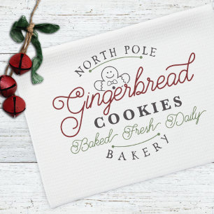 North Pole Gingerbread Cookie Holiday Christmas Tea Towel