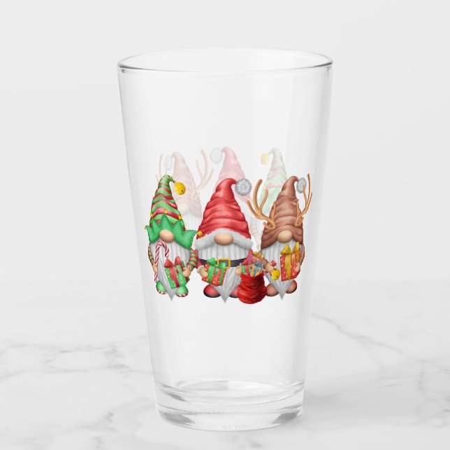 North Pole Gnomes Trio Drinking Glass (Front)