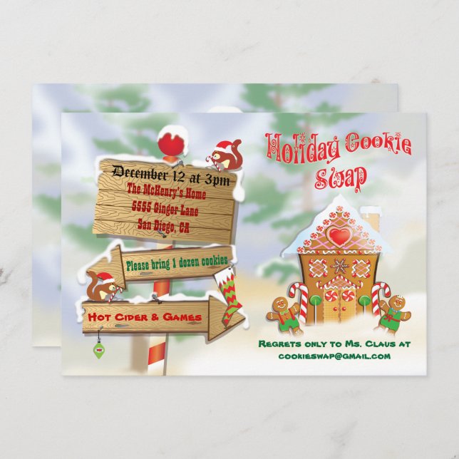 North Pole Holiday Cookie Swap Invitations (Front/Back)