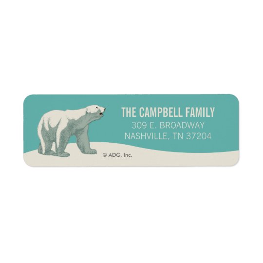 North Pole Holiday Polar Bear Return Address Label