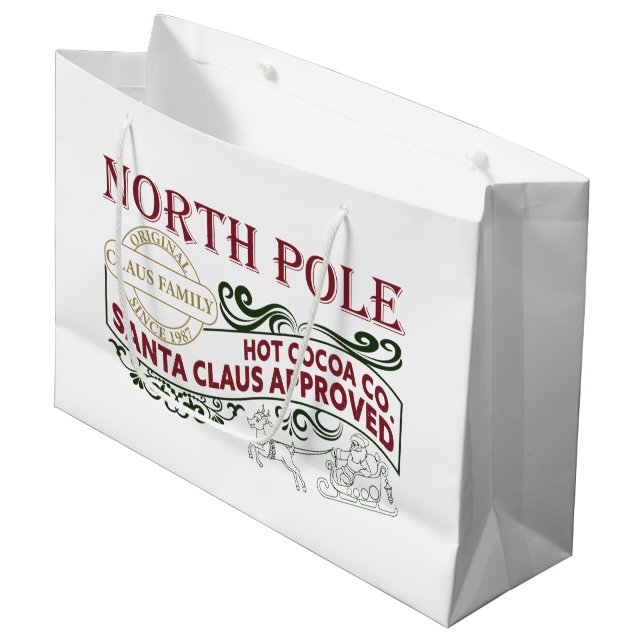North Pole Hot cocoa word art party  Large Gift Bag (Front Angled)