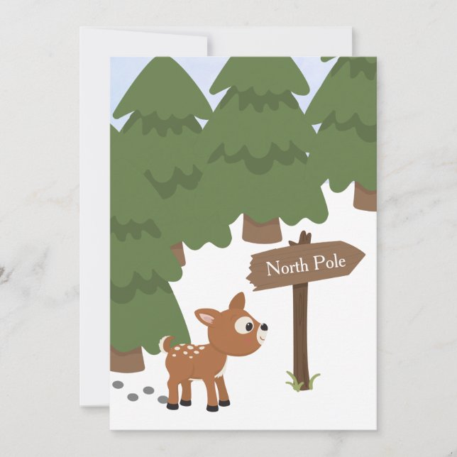 North Pole Illustrated Christmas Card (Front)