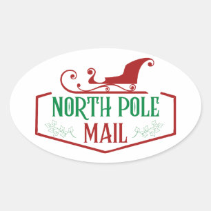 North Pole Mail  Oval Sticker