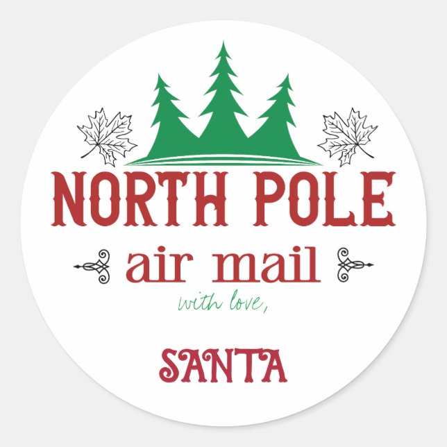 North pole mail,with love Santa Classic Round Sticker (Front)