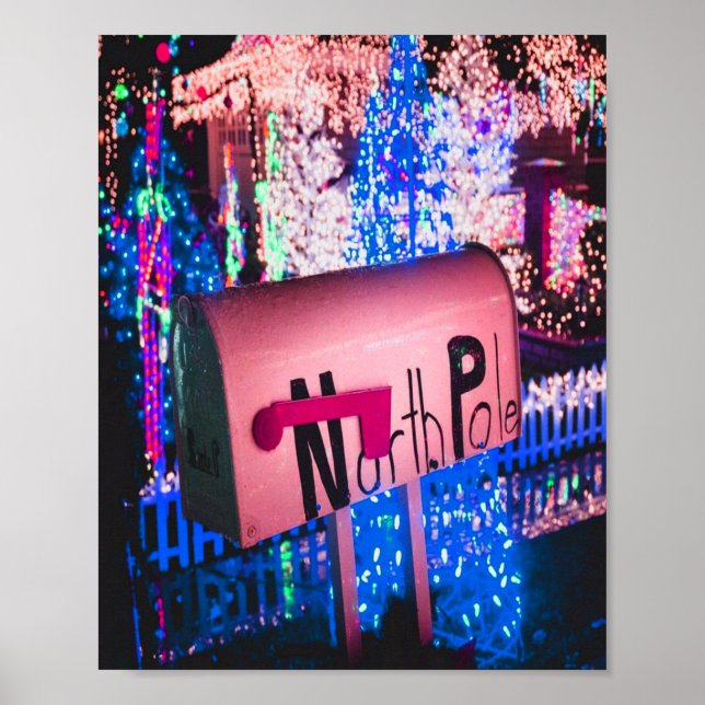 North Pole Mailbox Santa Christmas Poster (Front)