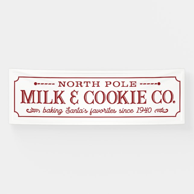 North Pole milk and cookie company Christmas Banner (Horizontal)