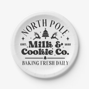 North Pole Milk and Cookies Baking Fresh daily Paper Plate