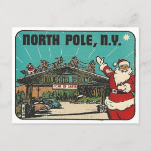 North Pole New York Vintage Travel Santa Postcard
