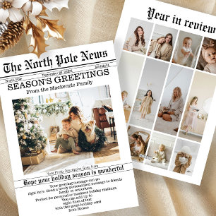 North Pole News Christmas Newspaper Personalised Holiday Card