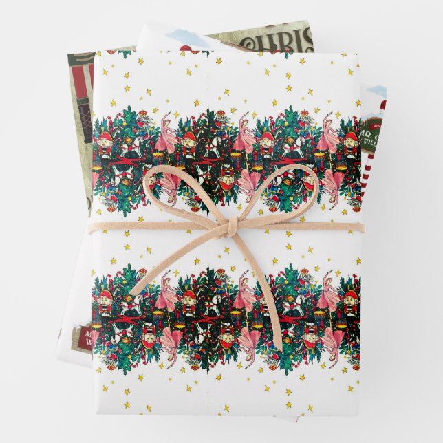 North Pole & Nutcracker Set Wrapping Paper  (In situ)