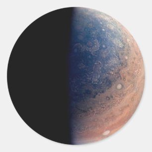 North pole of Jupiter image from Juno Classic Round Sticker