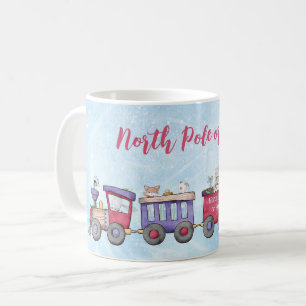 North Pole or Bust Christmas Locomotive Custom    Coffee Mug