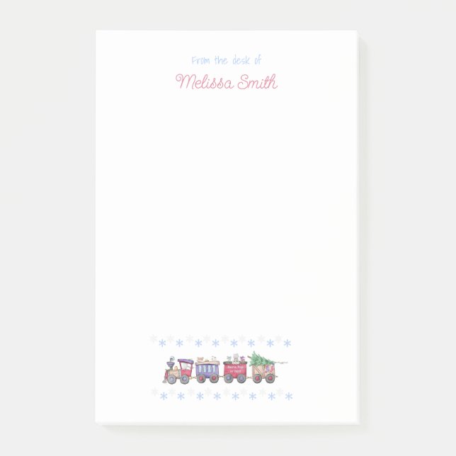 North Pole or Bust Christmas Train From the Desk  Post-it Notes (Front)