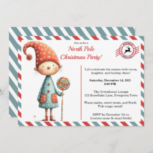 North Pole party Magic   Enchanted Elf Invitation