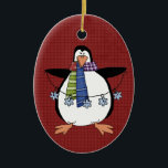 North Pole Penguin Ceramic Christmas Ornament<br><div class="desc">Text can be added to this ornament to make a personalised holiday gift. If you need help, just click on the contact link above to send the designer a personal detailed message.</div>