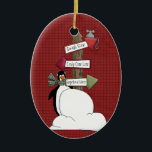 North Pole Penguin Ceramic Christmas Ornament<br><div class="desc">Text can be added to this ornament to make a personalised holiday gift. If you need help, just click on the contact link below to send the designer a personal detailed message.</div>
