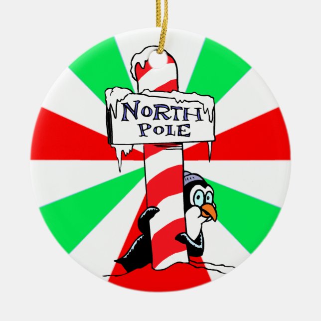 North Pole Penguin Christmas Ornament (Front)